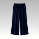 Women's Wide Leg Casual Pants - Navy Blue Soft Knit Elastic Waist Trousers