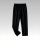 Women's Solid Color Straight Leg Pants - Black Elastic Waist Soft Knit Casual Trousers